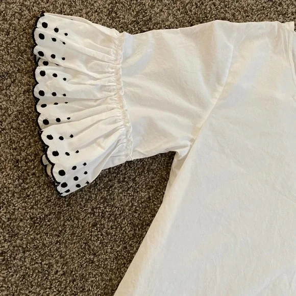 See by Chloe White Shirt Dress with Ruffled Sleeves - Size 34 - Picture 2 of 7